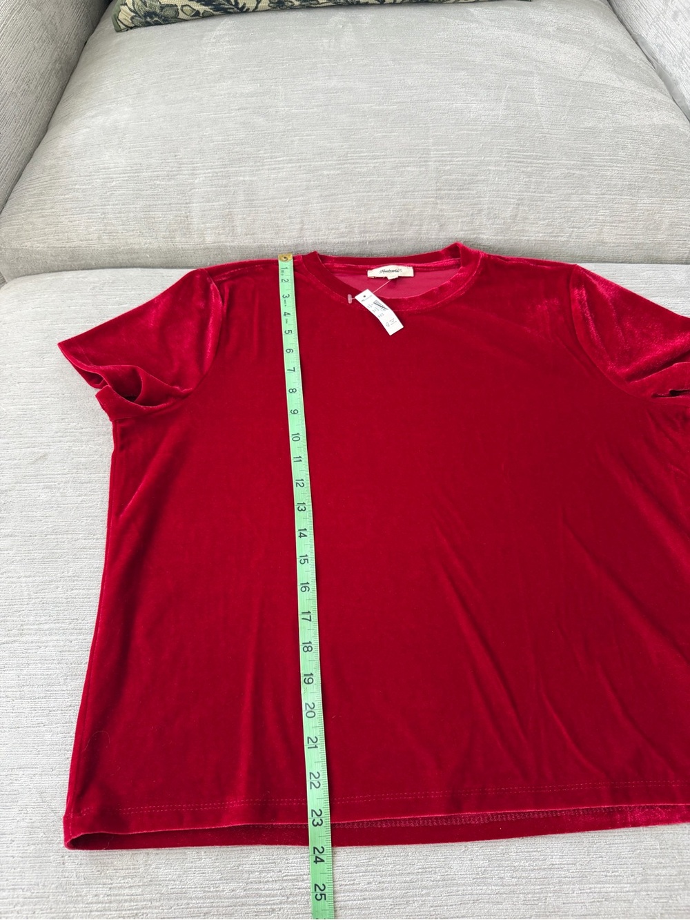 Madewell Red Velvet Short Sleeve Tee NWT Size XL Style ND583 - Picture 4 of 7